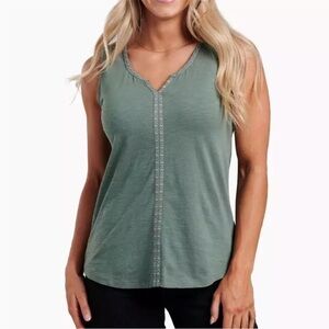 Kuhl Organic Cotton Shay Embroidered Tank Top - Sage Green - Size Small